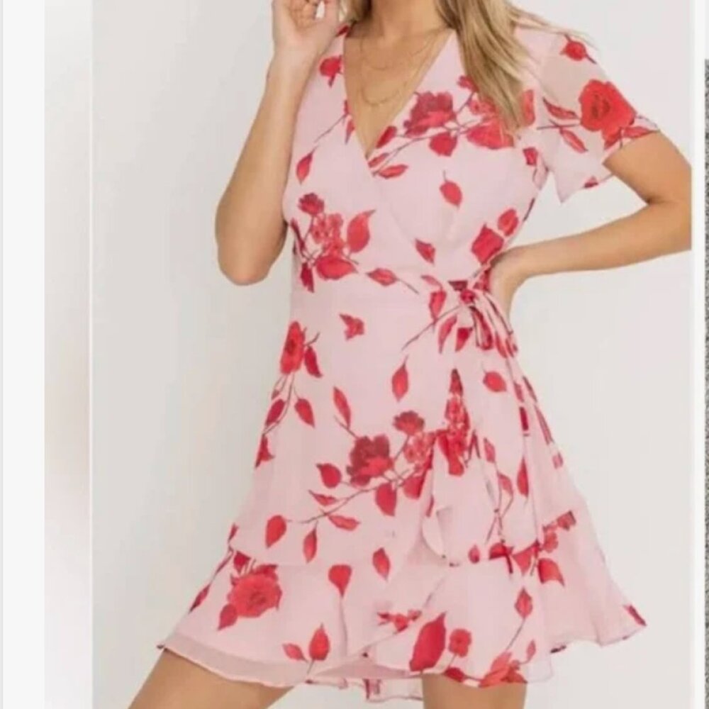Nordstrom pink wrap dress size medium